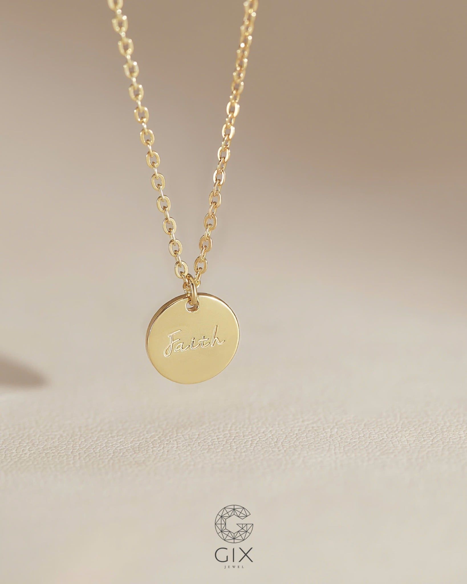  Dây chuyền bạc mạ vàng hình tròn đồng xu khắc chữ - Faith Disc | Gix Jewelry 