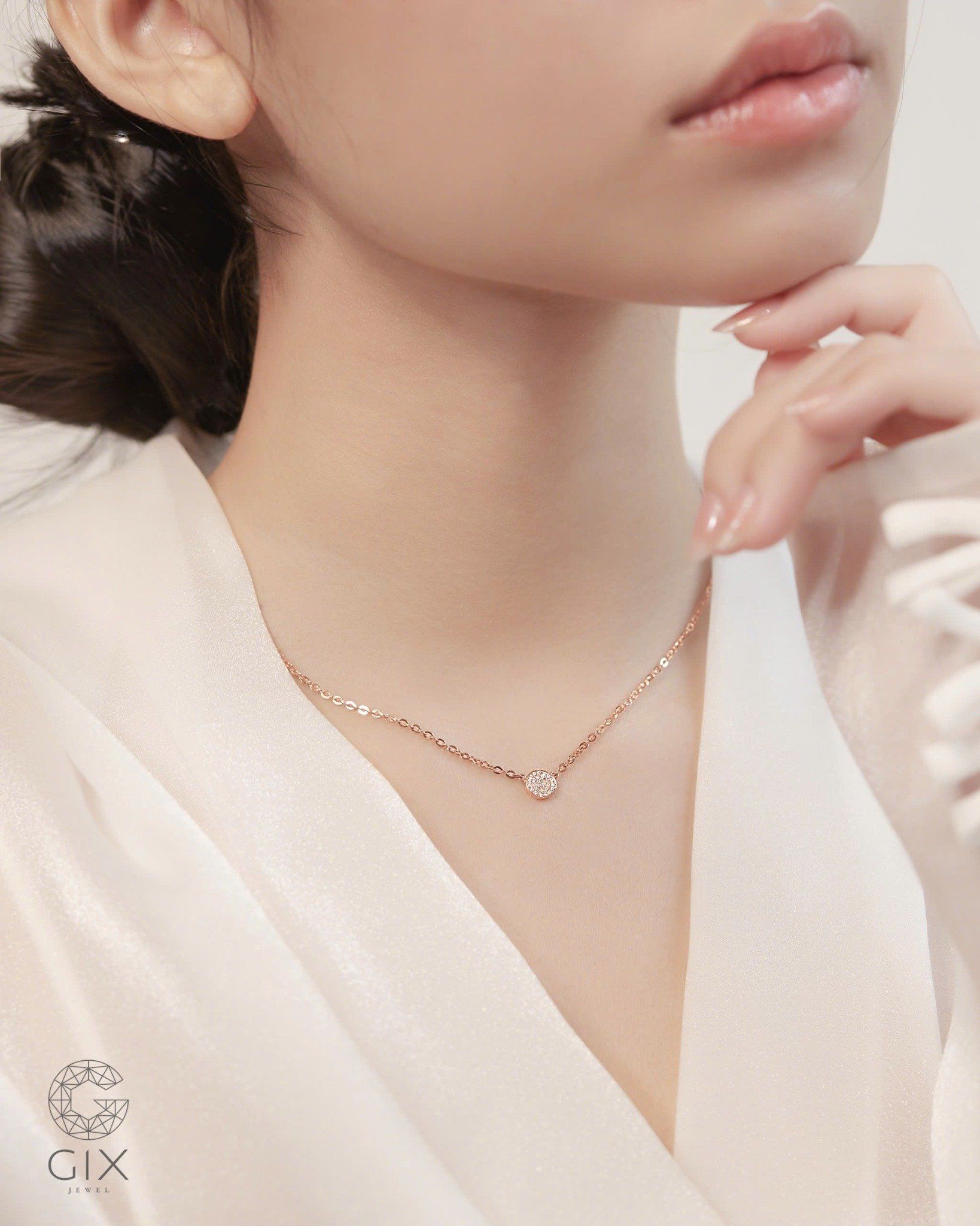  Dây chuyền vàng hồng & bạc đẹp hình tròn đính kim cương - Eternal Circle | Gix Jewelry 