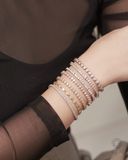  Lắc tay tennis nam nữ đeo đôi vàng trắng 18k bạc 925 đẹp đính đá hình trái tim thời trang Gix 