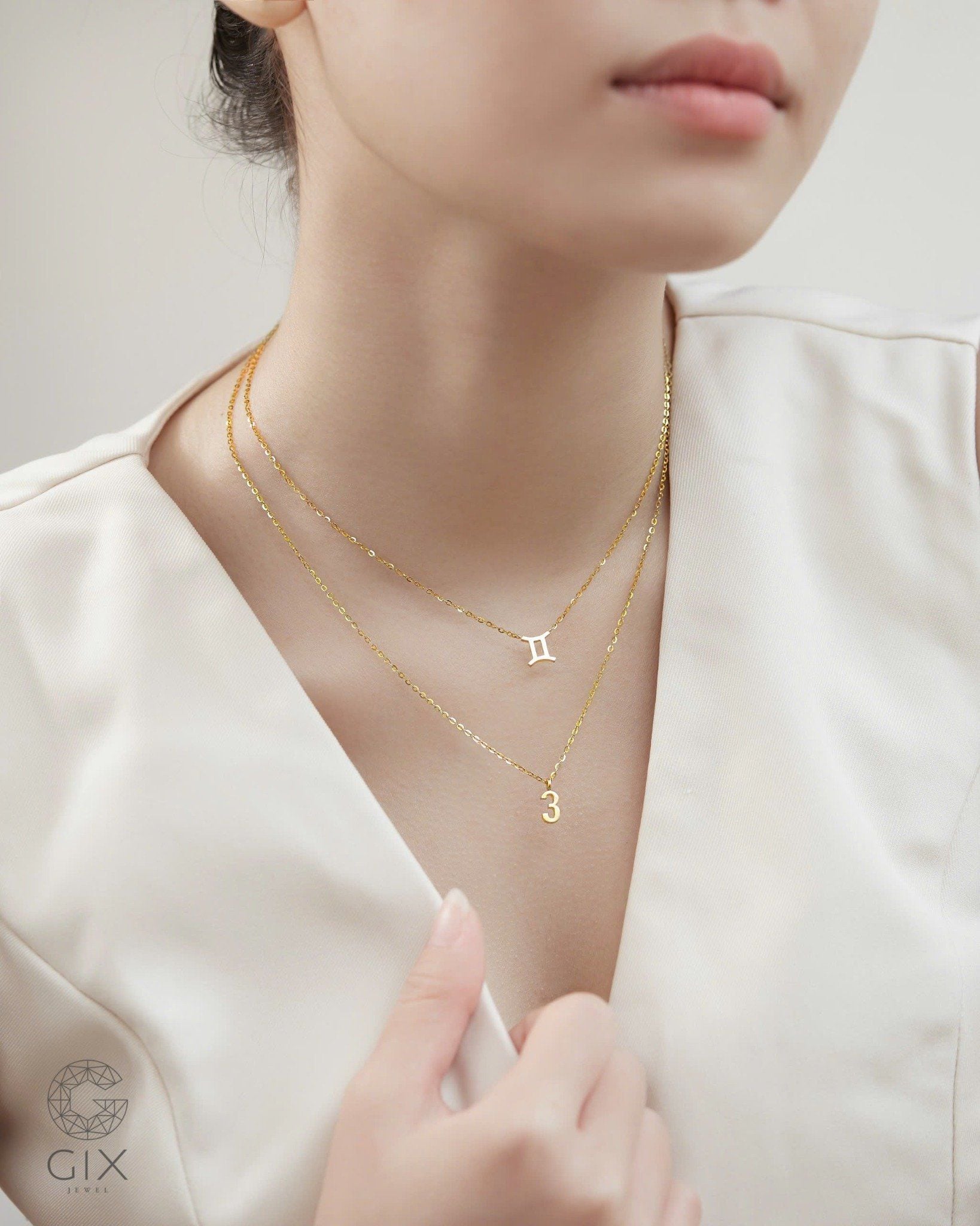  Dây chuyền số chủ đạo sợi bạc và vàng 18k - Number Necklace | Gix Jewelry 