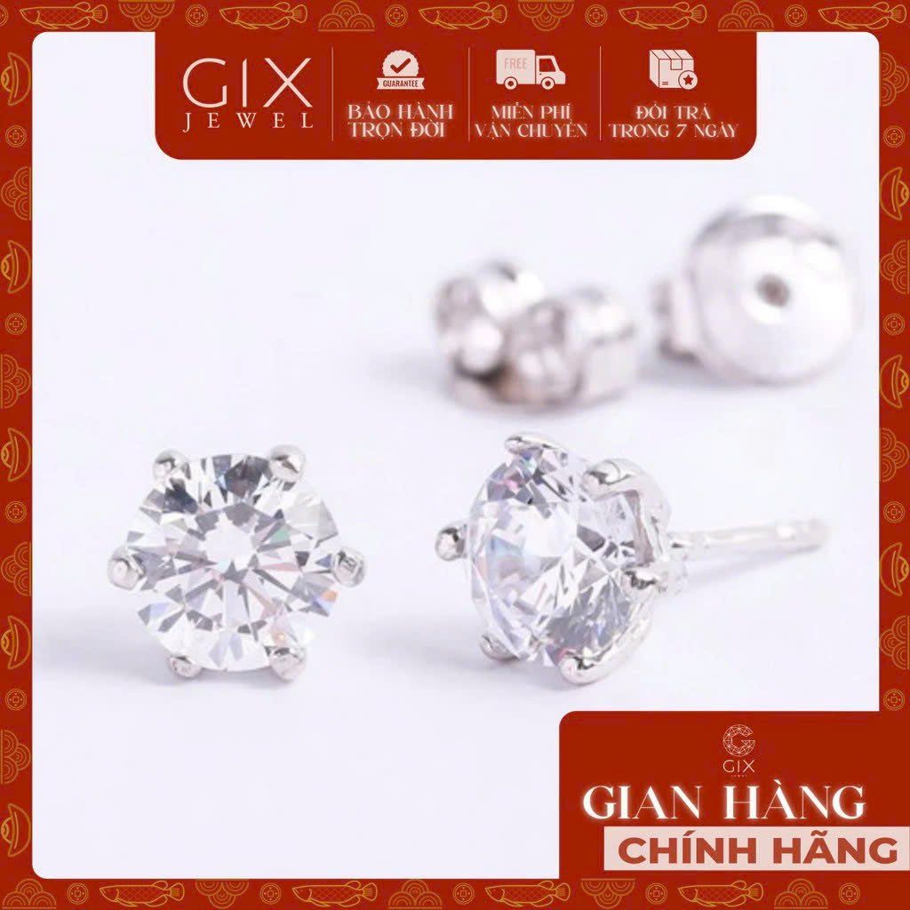  Bông tai bạc nữ mạ vàng trắng đẹp Gix Jewel Bảo Hành Trọn Đời SPGBT15 