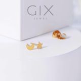  Bông hoa tai bạc nữ mặt trăng ngôi sao mạ vàng đơn giản đẹp lạ Gix Jewel SPGBT13 