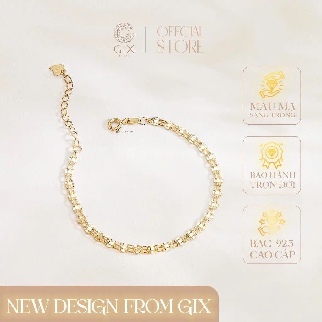  Lắc tay bạc 925 Gix Jewel mạ vàng dây đôi SPGLT12 
