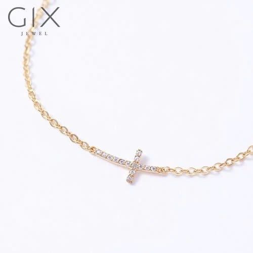  Lắc bạc mạ vàng thánh giá đính đá Cz Gix Jewel LT07 