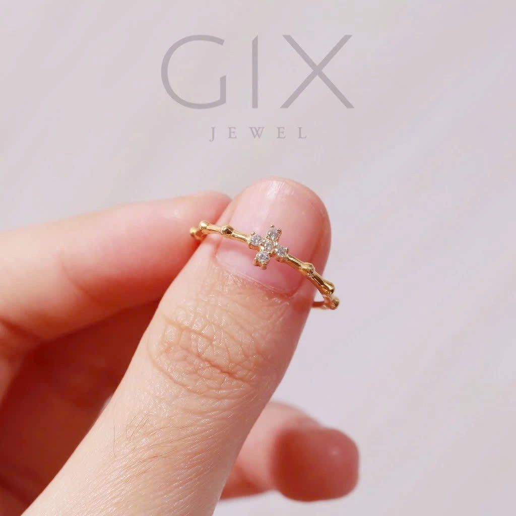  Nhẫn nữ bạc đẹp mạ vàng thánh giá HCM Gix Jewel SPGN22 