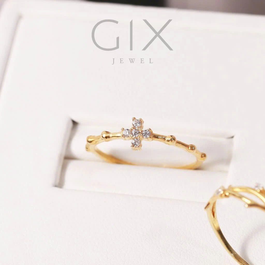  Nhẫn nữ bạc đẹp mạ vàng thánh giá HCM Gix Jewel SPGN22 