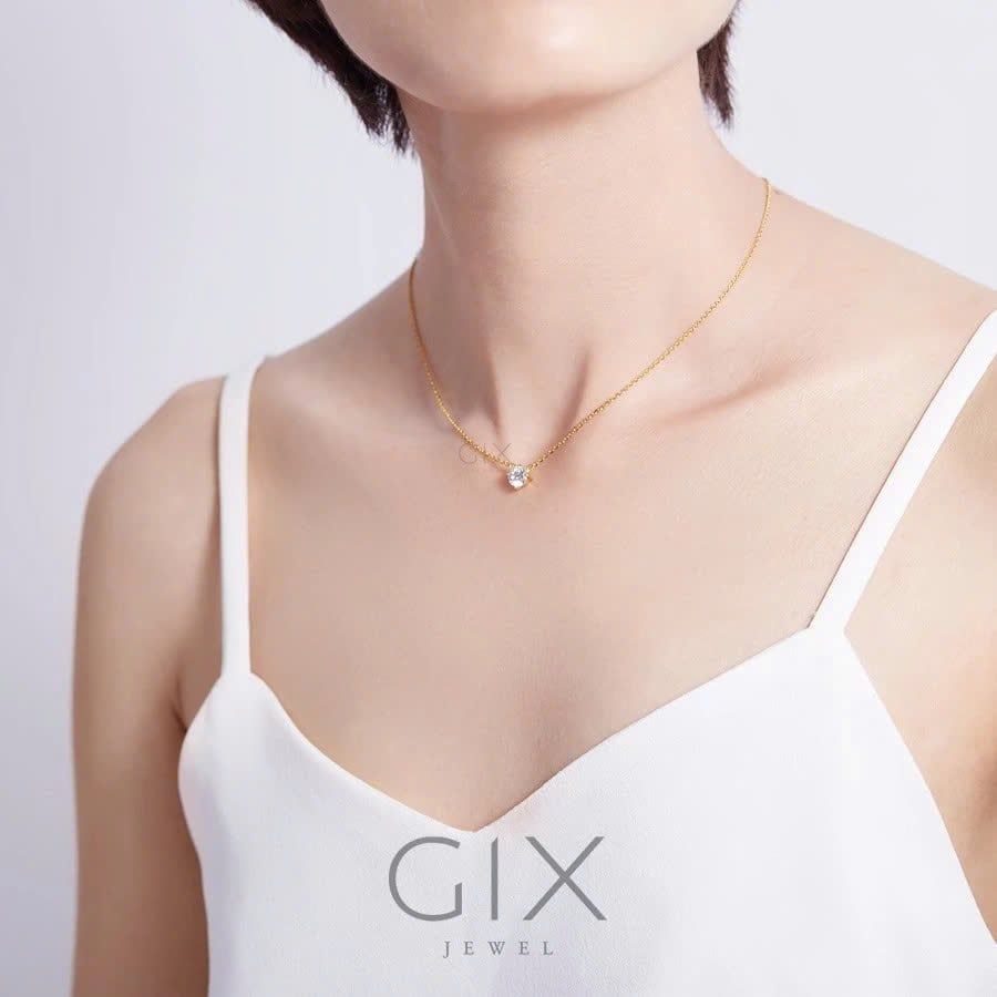  Dây chuyền bạc nữ đẹp mạ vàng đá CZ trắng cao cấp SPGDC07 | Gix Jewel 