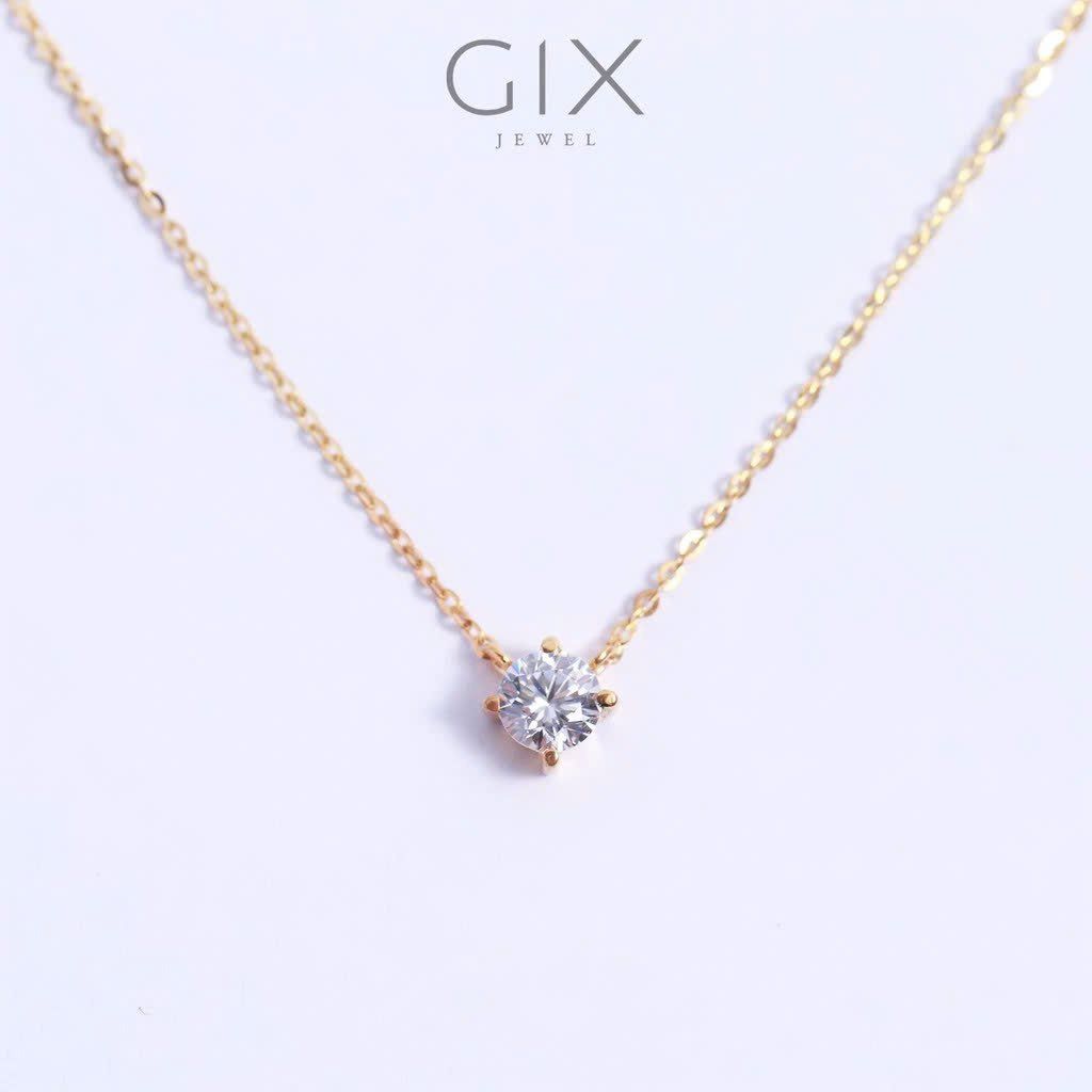  Dây chuyền bạc nữ đẹp mạ vàng đá CZ trắng cao cấp SPGDC07 | Gix Jewel 