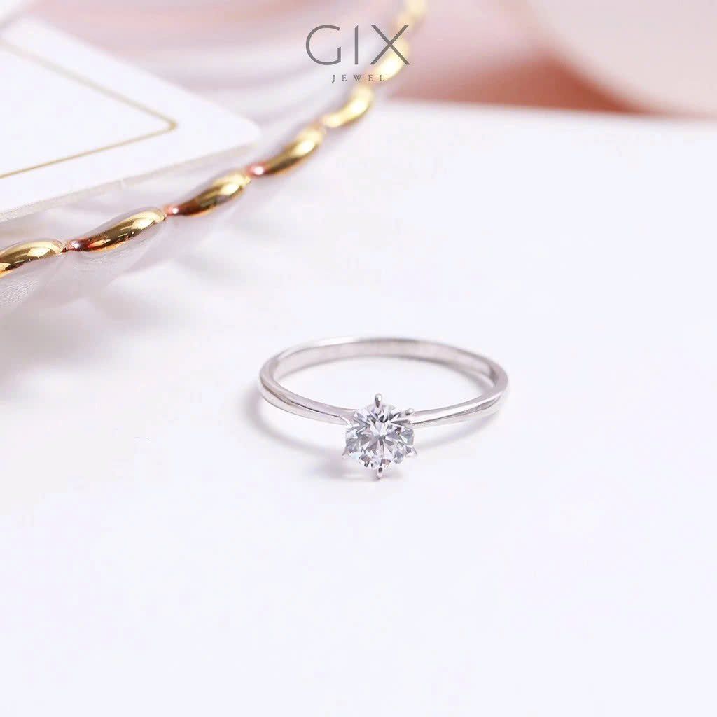  Nhẫn đính hôn bạc mạ vàng kim cương CZ Gix Jewel N72 