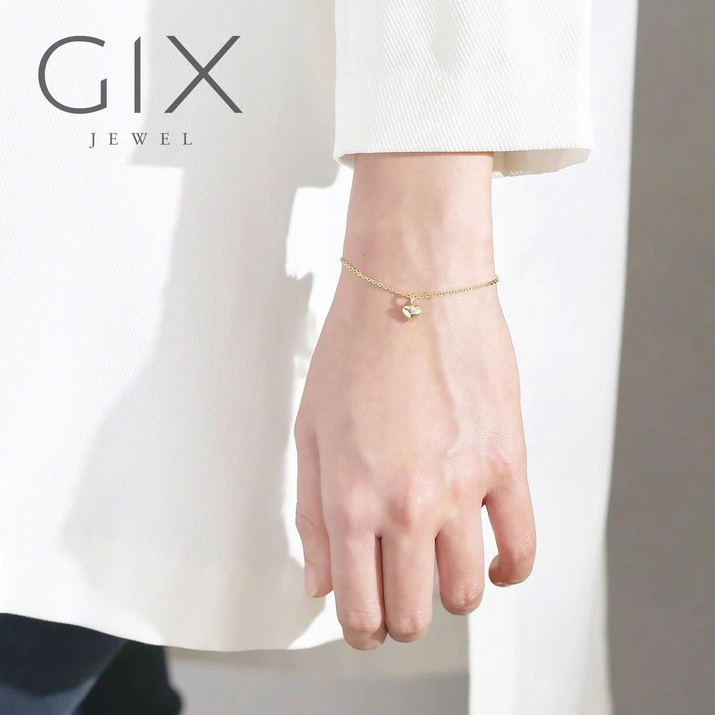  Lắc tay nữ bạc mạ vàng tim nổi Gix Jewel LT03 