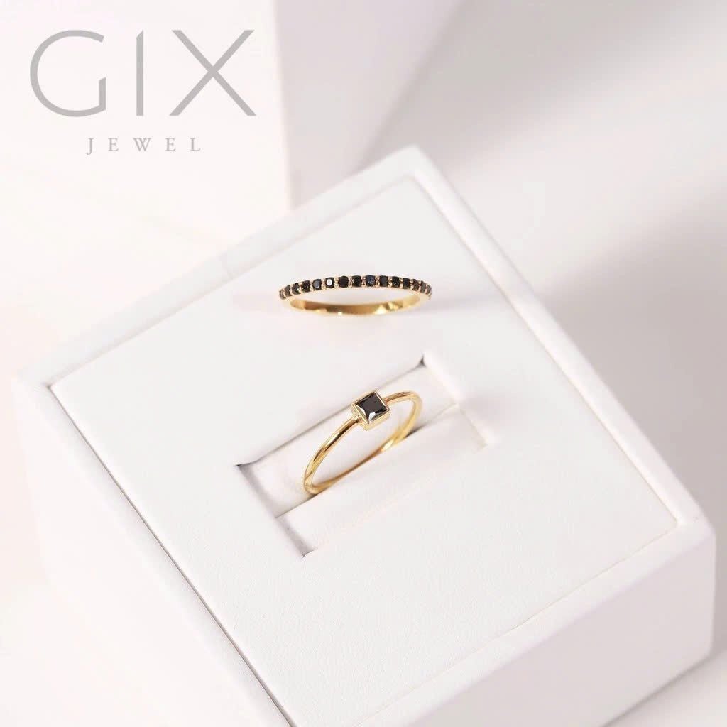  Nhẫn bạc nữ cá tính đá đen vuông minimalist Gix Jewel SPGN17 
