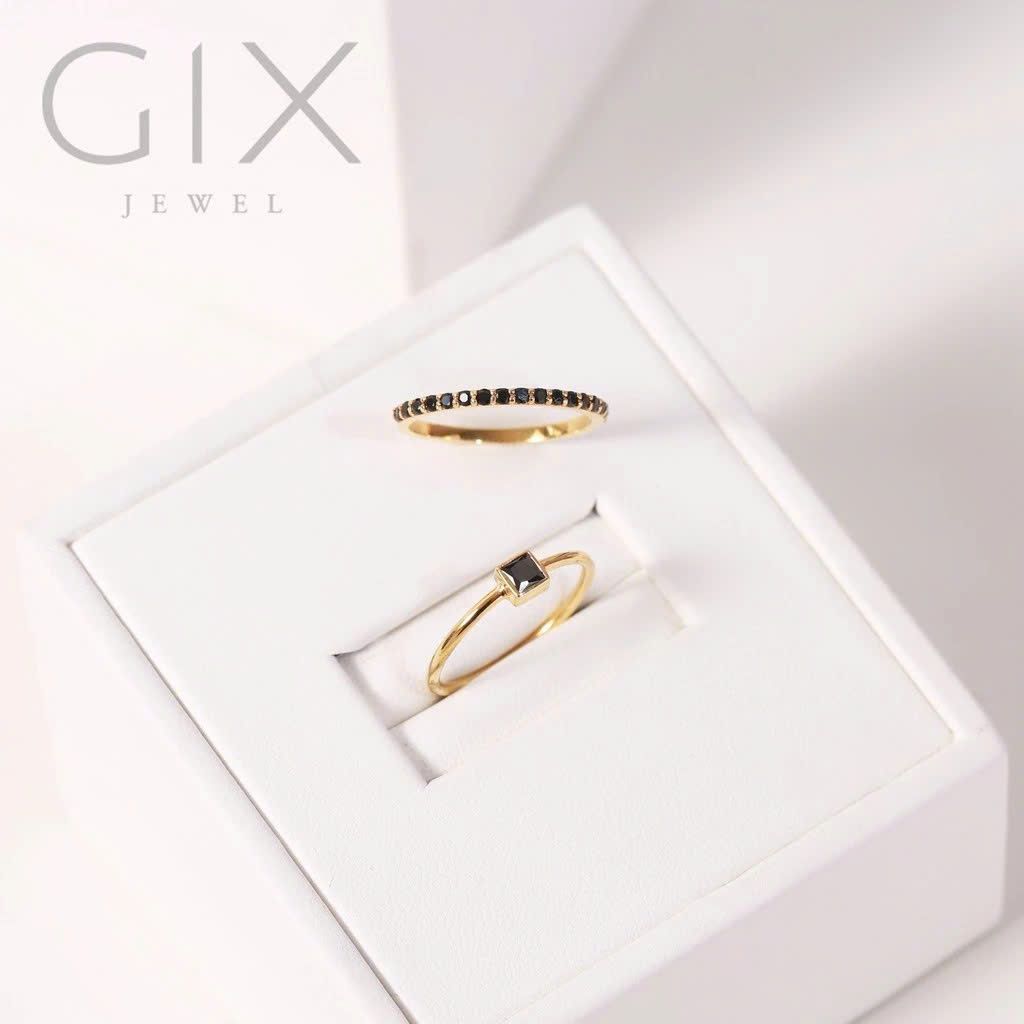  Nhẫn bạc nữ cá tính đá đen vuông minimalist Gix Jewel SPGN17 