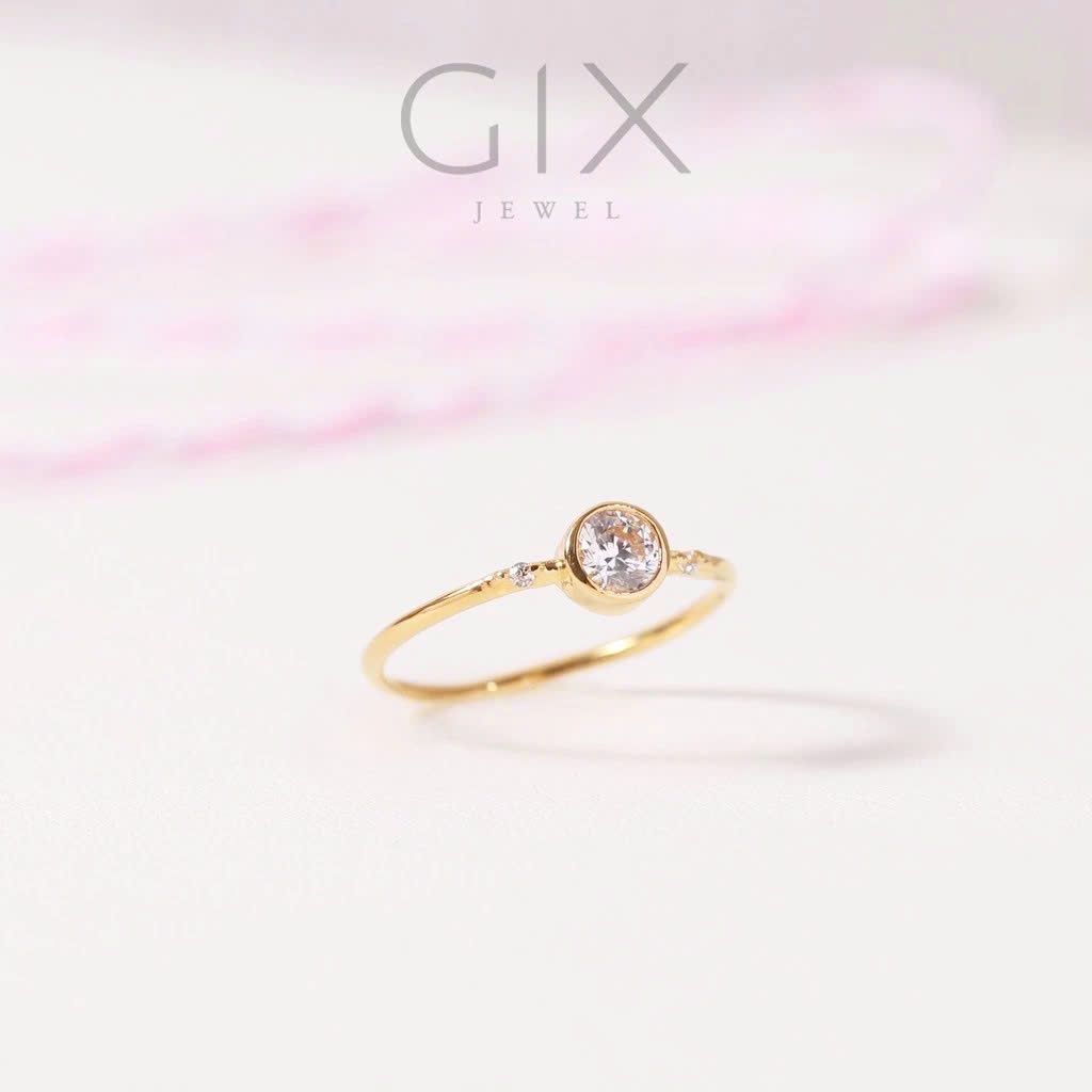  Nhẫn bạc trắng cao cấp mạ vàng nữ đẹp Gix Jewel SPGN23 