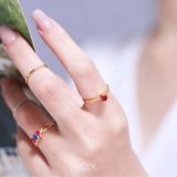  Nhẫn bạc mạ vàng đính đá Cz đỏ Gix Jewel SPGN69 
