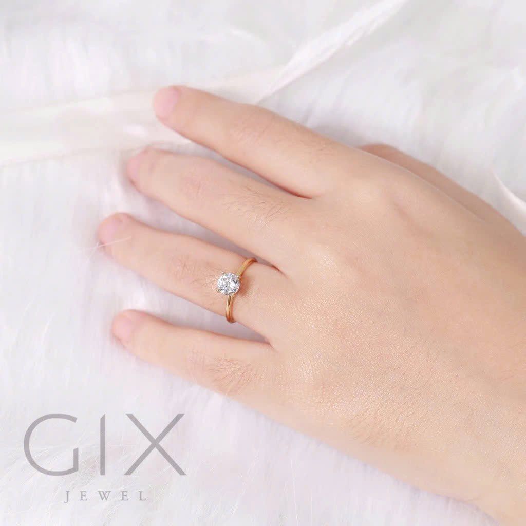  Nhẫn cầu hôn cao cấp bạc nữ mạ vàng đính đá CZ sang trọng Gix Jewel SPGN11 
