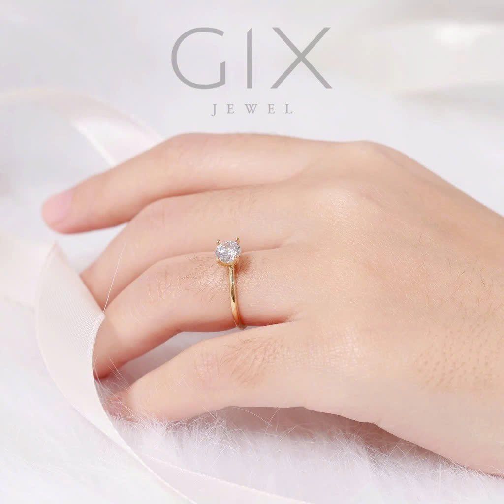  Nhẫn cầu hôn cao cấp bạc nữ mạ vàng đính đá CZ sang trọng Gix Jewel SPGN11 