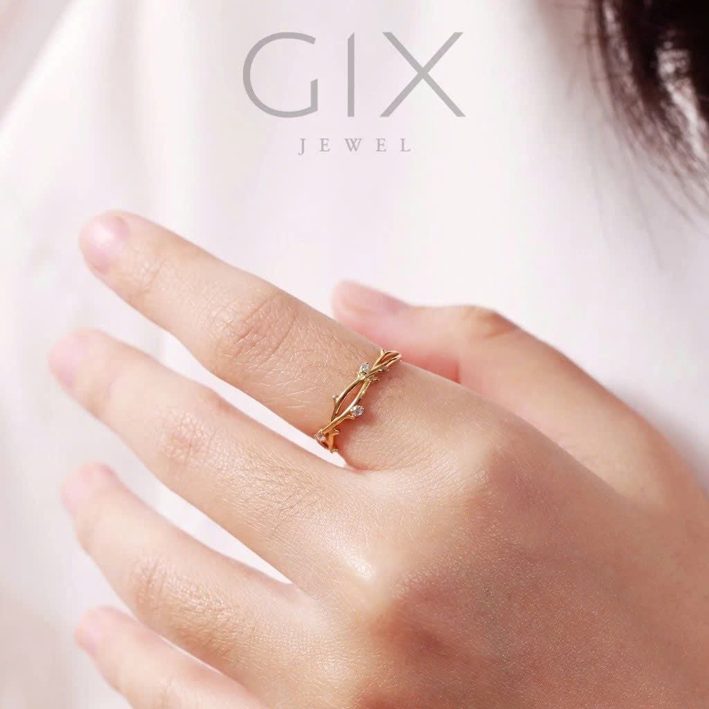 Nhẫn bạc đơn giản nụ hoa mạ vàng rẻ đẹp Gix Jewel SPGN21 