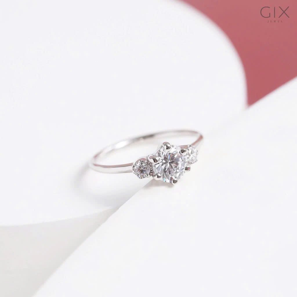  Nhẫn bạc nữ cao cấp mạ vàng đính ba viên đá phối hợp Gix Jewel SPGN47 