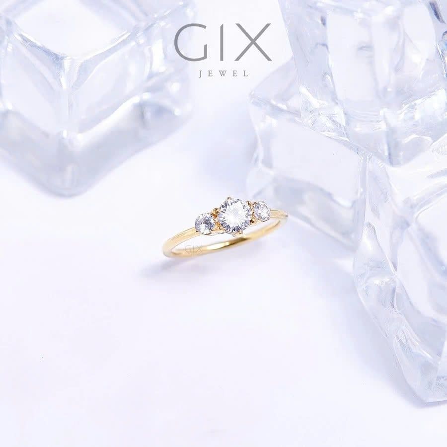  Nhẫn bạc nữ cao cấp mạ vàng đính ba viên đá phối hợp Gix Jewel SPGN47 