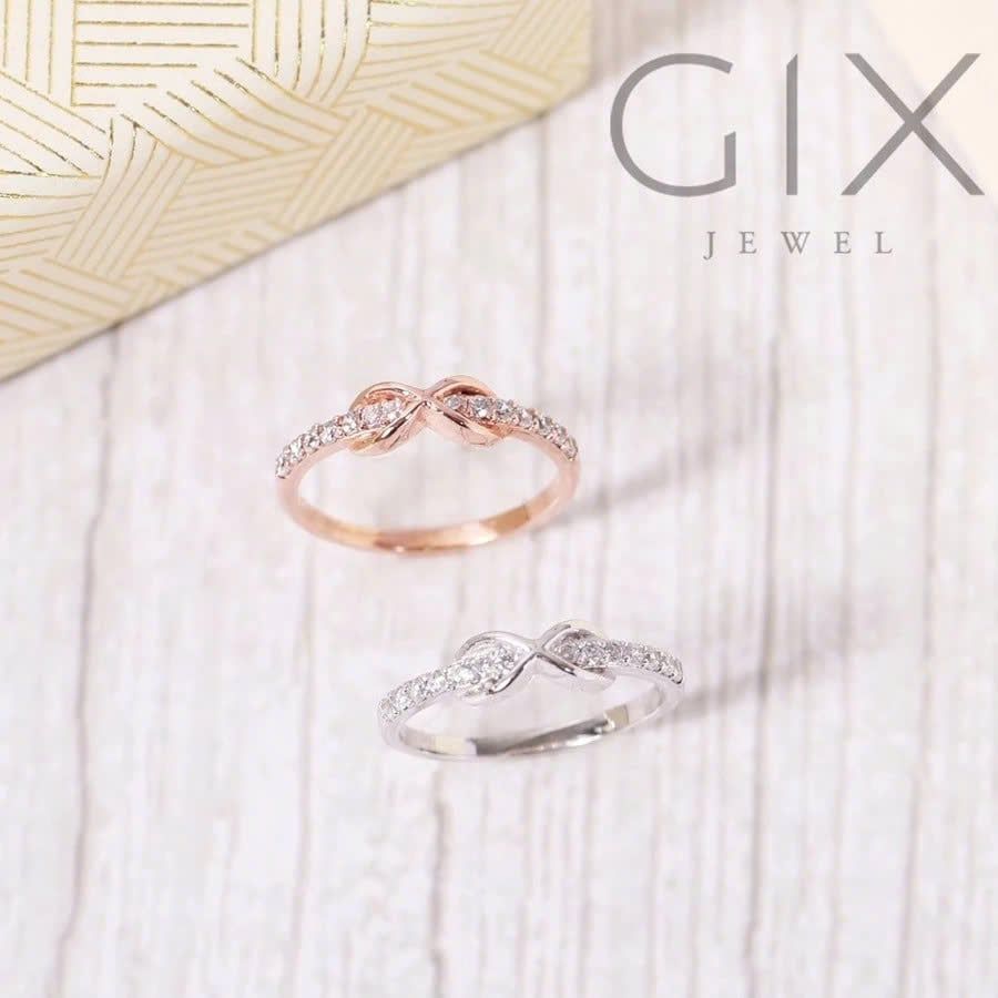  Nhẫn bạc đính đá nữ vô cực tiny mạ rose gold Gix Jewel N08 