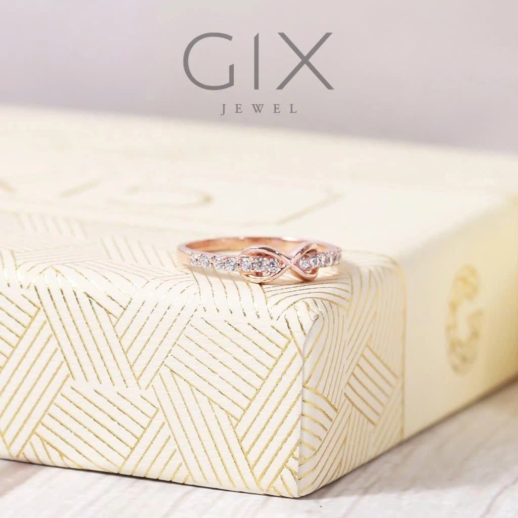  Nhẫn bạc đính đá nữ vô cực tiny mạ rose gold Gix Jewel N08 