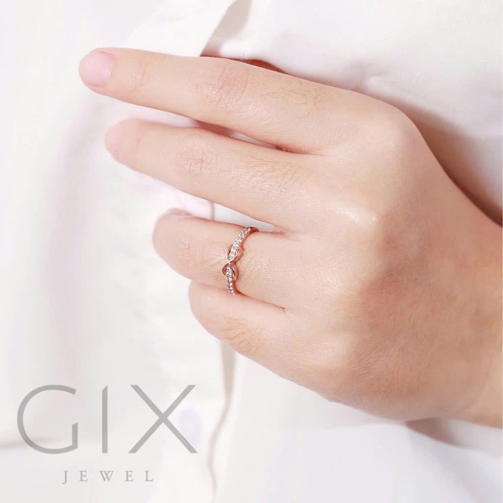  Nhẫn bạc đính đá nữ vô cực tiny mạ rose gold Gix Jewel N08 