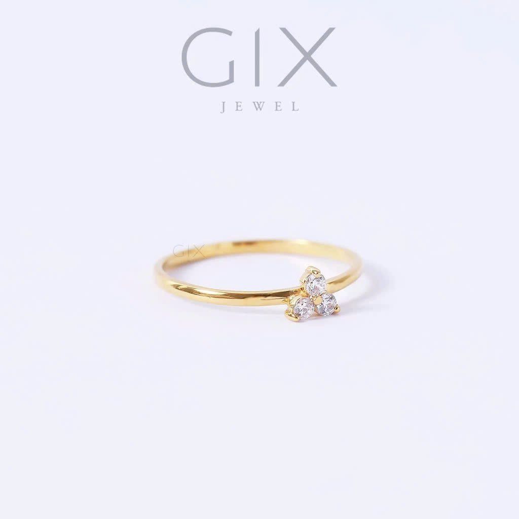  Nhẫn bạc mạ vàng ghép 3 viên đá Cz trắng Gix Jewel SPGN64 