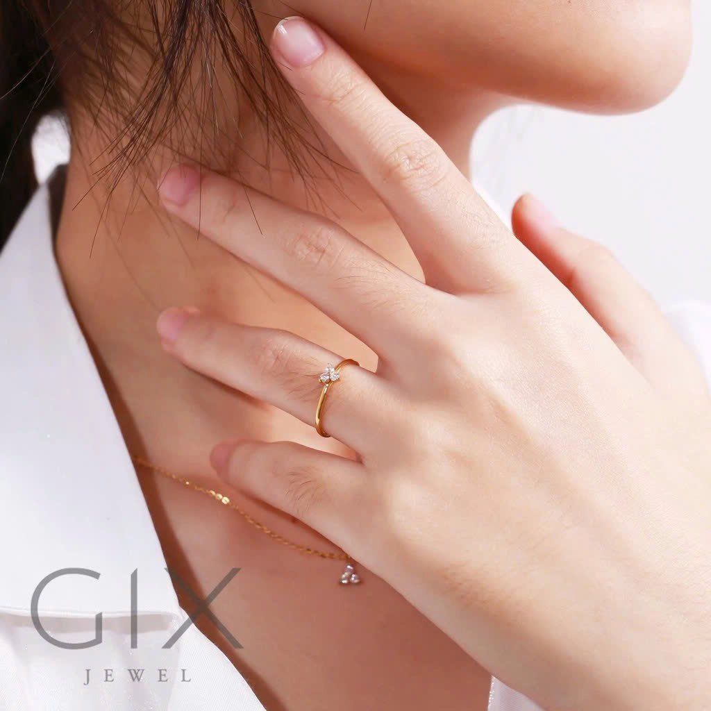  Nhẫn bạc mạ vàng ghép 3 viên đá Cz trắng Gix Jewel SPGN64 