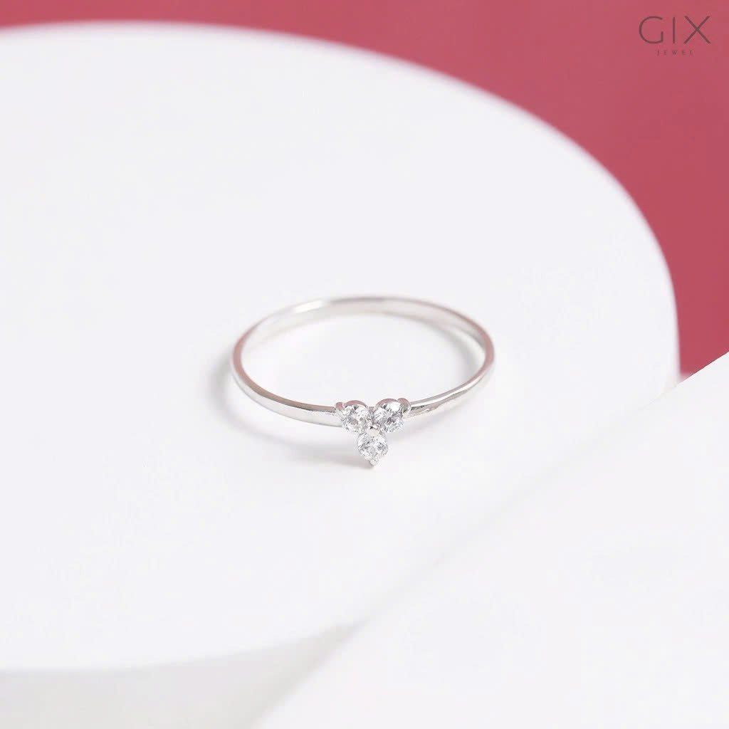  Nhẫn bạc mạ vàng ghép 3 viên đá Cz trắng Gix Jewel SPGN64 