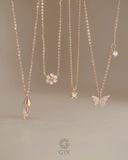  Vòng cổ hoa 4 cánh vàng tây nữ đính đá đeo ôm sát thời trang GixJewelry 