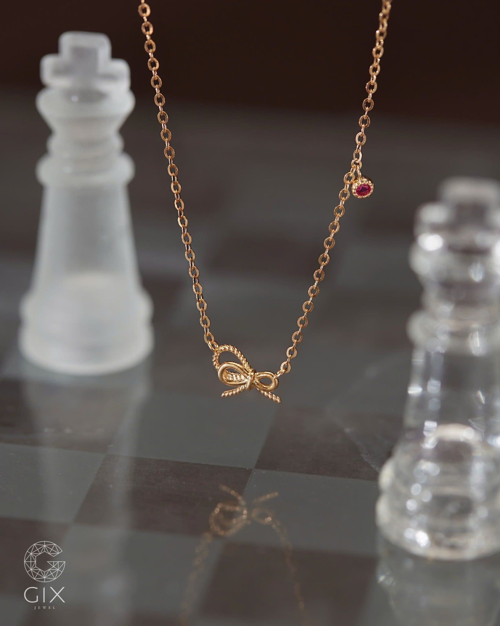  Dây chuyền nơ vàng & bạc đẹp sợi mảnh đính đá cao cấp | Gix Jewelry 