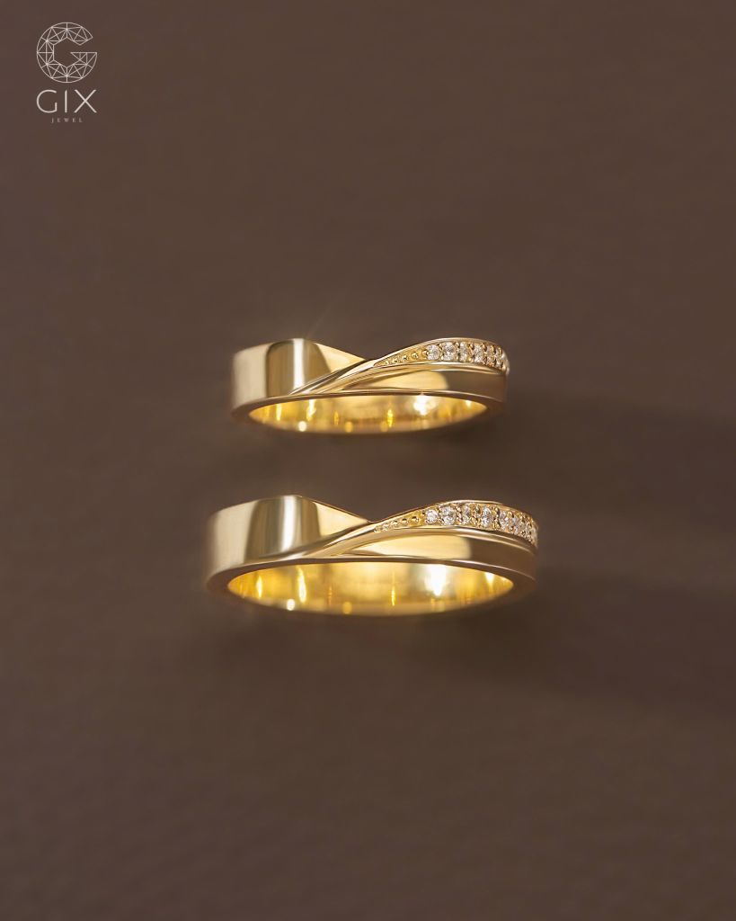  Nhẫn cưới vàng 14k bản to khắc tên Gix Jewel - GCR25050061 