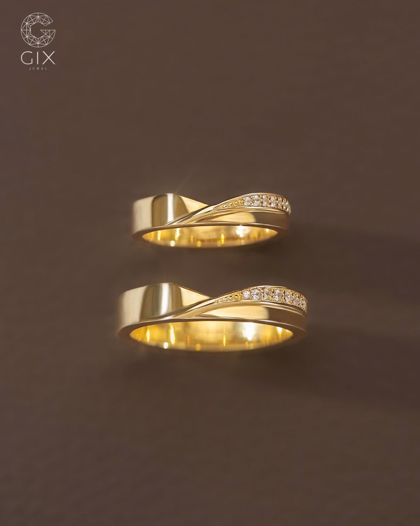  Nhẫn cưới vàng 14k bản to khắc tên Gix Jewel - GCR25050061 