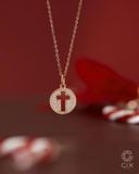  Vòng cổ mặt tròn khắc hình thánh giá bằng vàng & bạc s925 | Gixjewel 