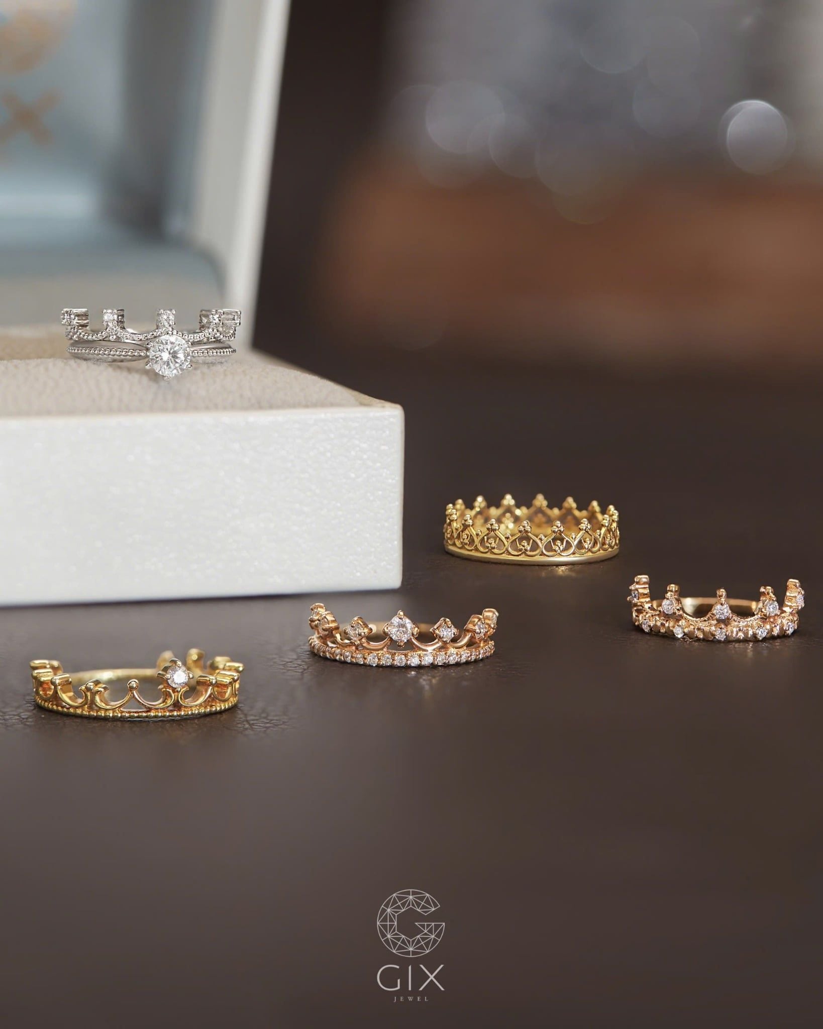  Nhẫn vương miện cho nữ vàng tây & bạc đẹp đính đá cao cấp | Gix Jewel 