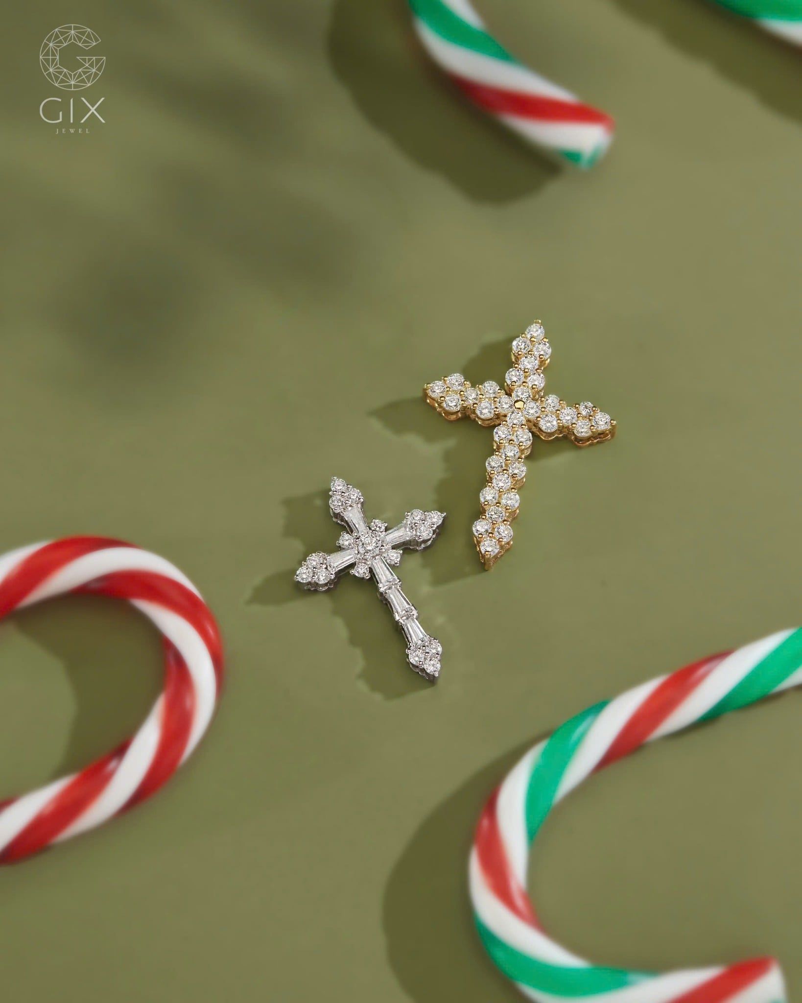  Dây chuyền thánh giá kim cương vàng trắng 18k & bạc đẹp cho nam nữ | Gixjewel 