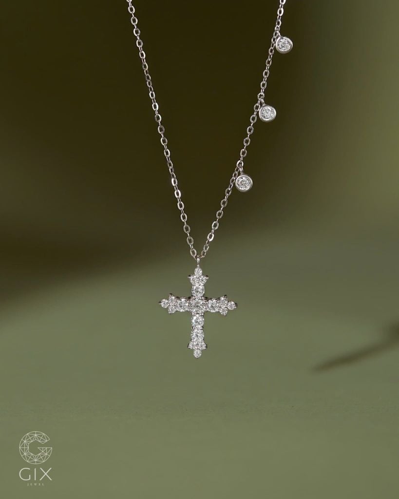  Dây chuyền thánh giá vàng trắng 18k & bạc đẹp cho nam nữ treo charm tòng teng | Gixjewel 