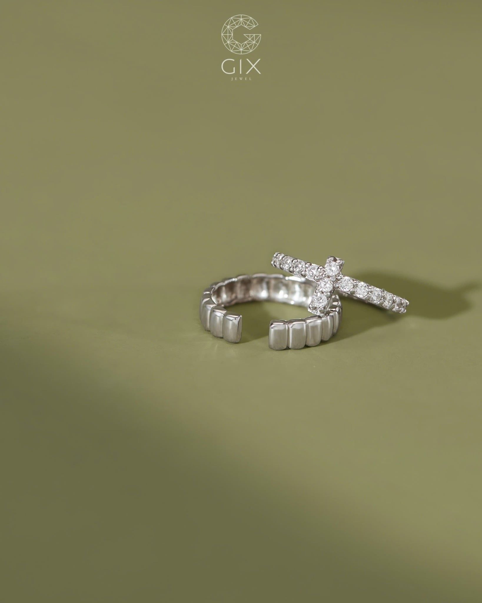  Set nhẫn thánh giá vàng tây & bạc đẹp đính đá cao cấp | Gix Jewel 