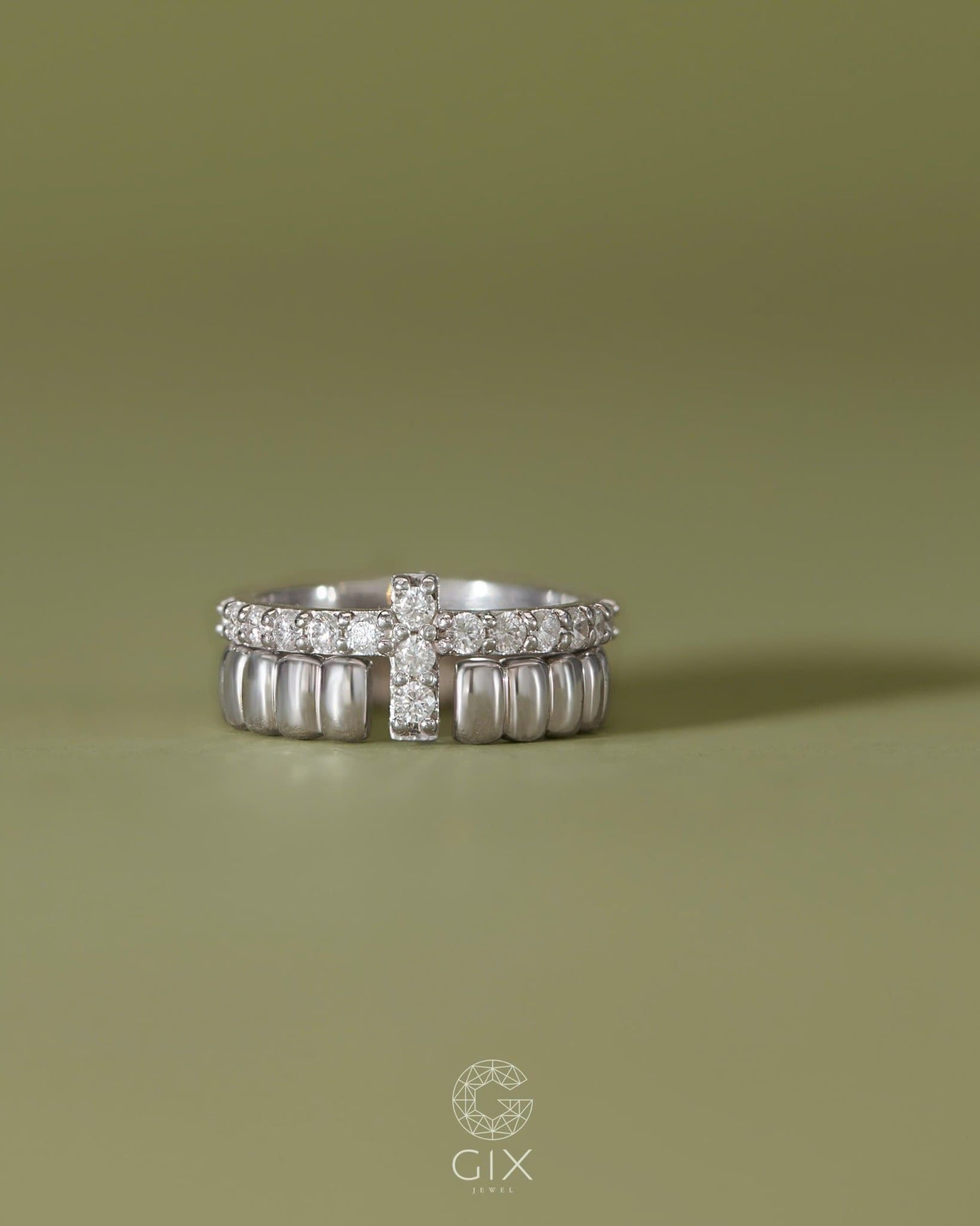  Set nhẫn thánh giá vàng tây & bạc đẹp đính đá cao cấp | Gix Jewel 