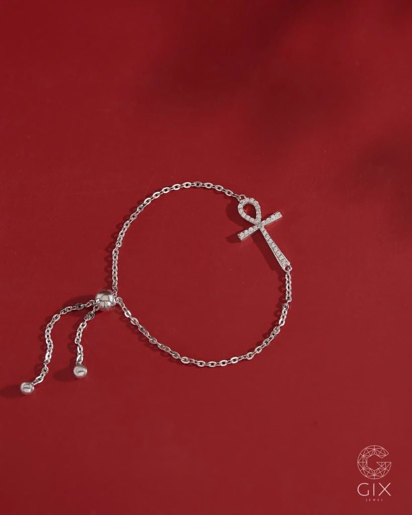  Lắc tay thánh giá vàng tây 18k đẹp sợi mảnh đính đá | Gix Jewel 