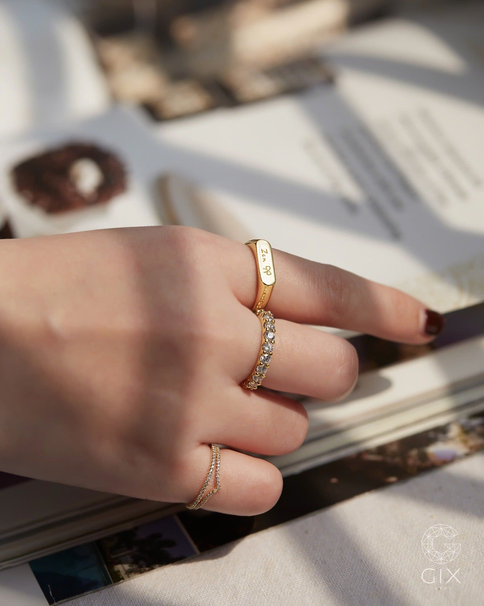  Nhẫn signet ring bạc nam cao cấp Gix Jewel xi bạch kim khắc tên theo yêu cầu 