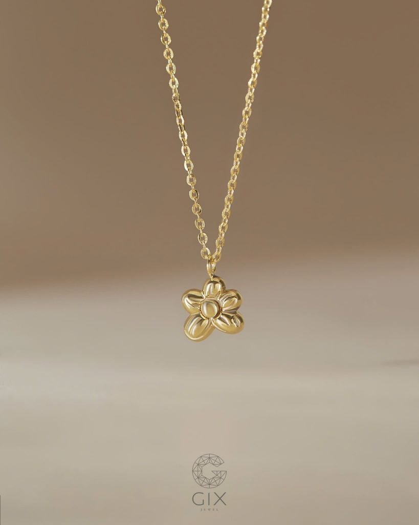  Dây chuyền bông hoa form phồng vàng tây sợi mảnh cho nữ | Gix Jewel 