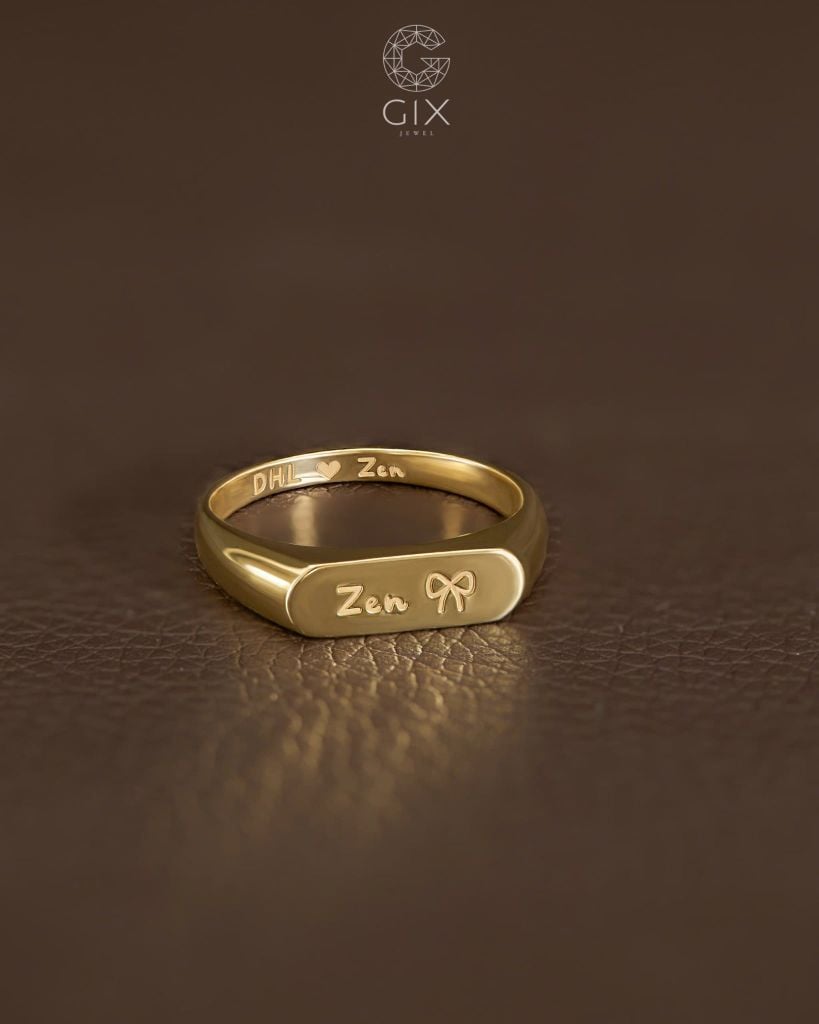  Nhẫn signet ring bạc nam cao cấp Gix Jewel xi bạch kim khắc tên theo yêu cầu 