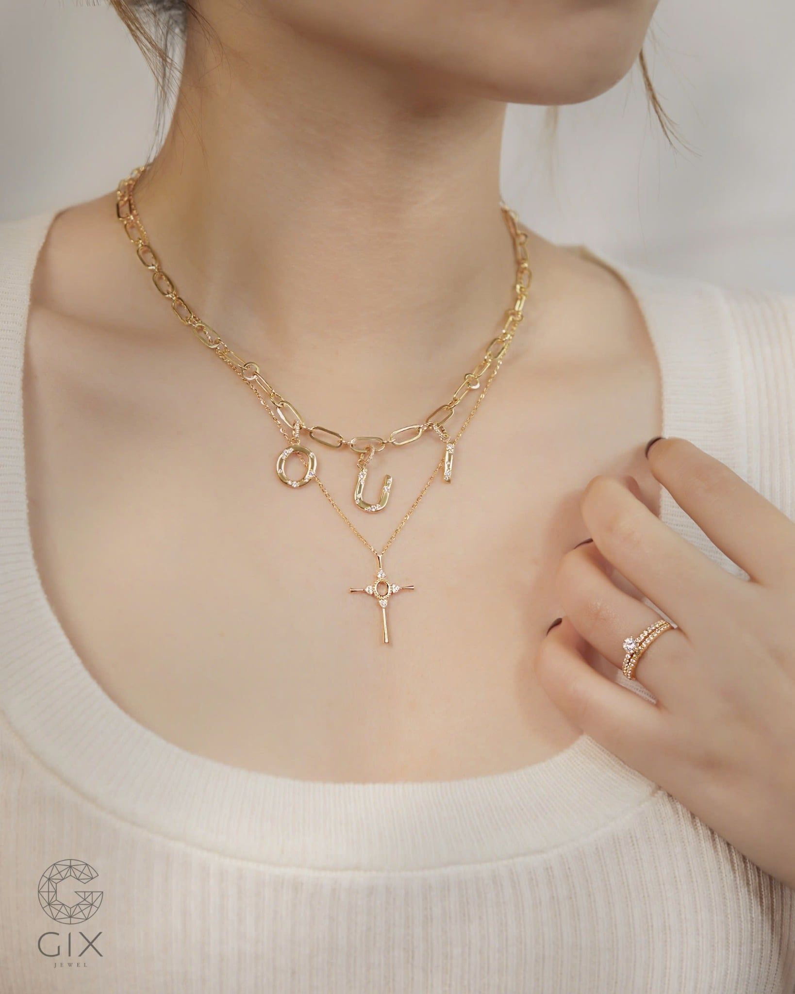  Vòng cổ mắc xích lớn gắn chữ cái theo tên cho nam nữ | Gix Jewel 