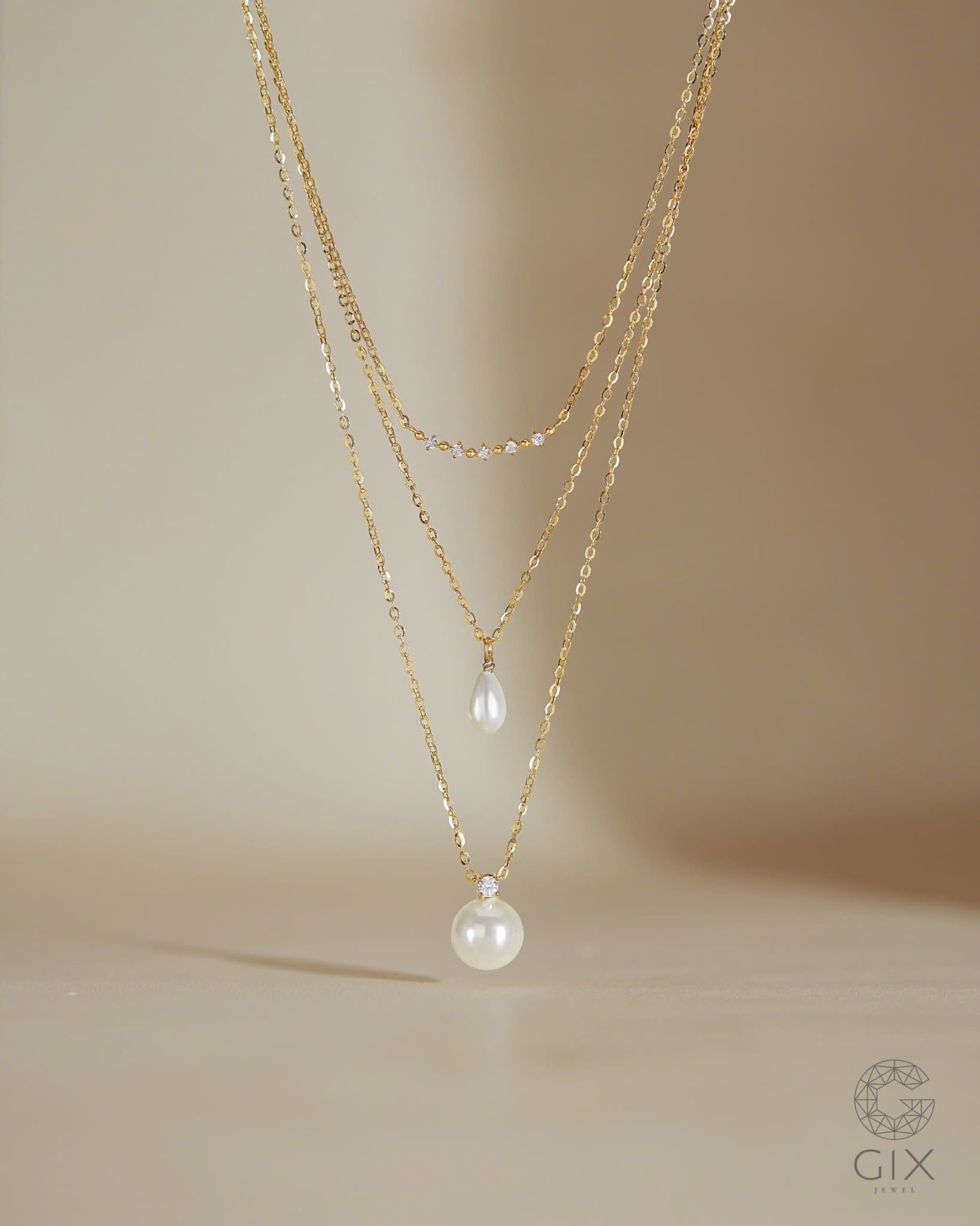  Dây chuyền ngọc trai nữ vàng tây 18k sợi mảnh đẹp | Gix Jewel 