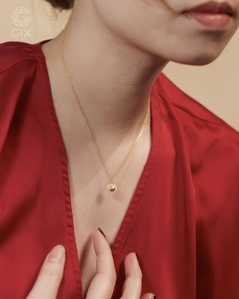  Dây chuyền trái tim vàng tây cho nữ đính đá | Gix Jewel 