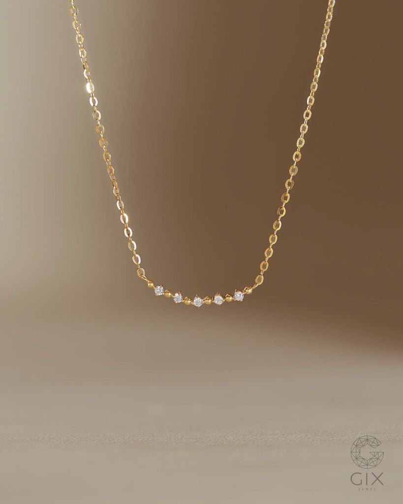  Dây chuyền kim cương tấm vàng tây sợi mảnh đẹp cho nữ | Gix Jewel 