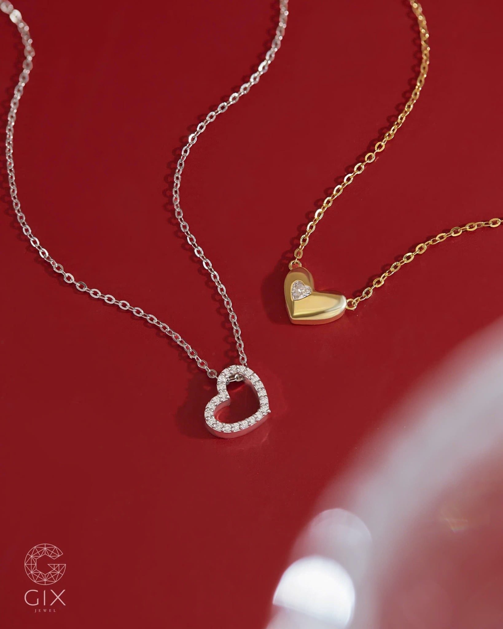  Dây chuyền tim phồng vàng tây 18k cho nữ đính đá | Gix Jewel 