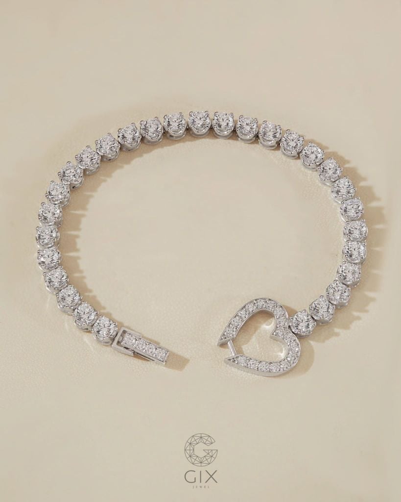  Lắc tay tennis trái tim đính đá 4mm cao cấp | Gix Jewel 