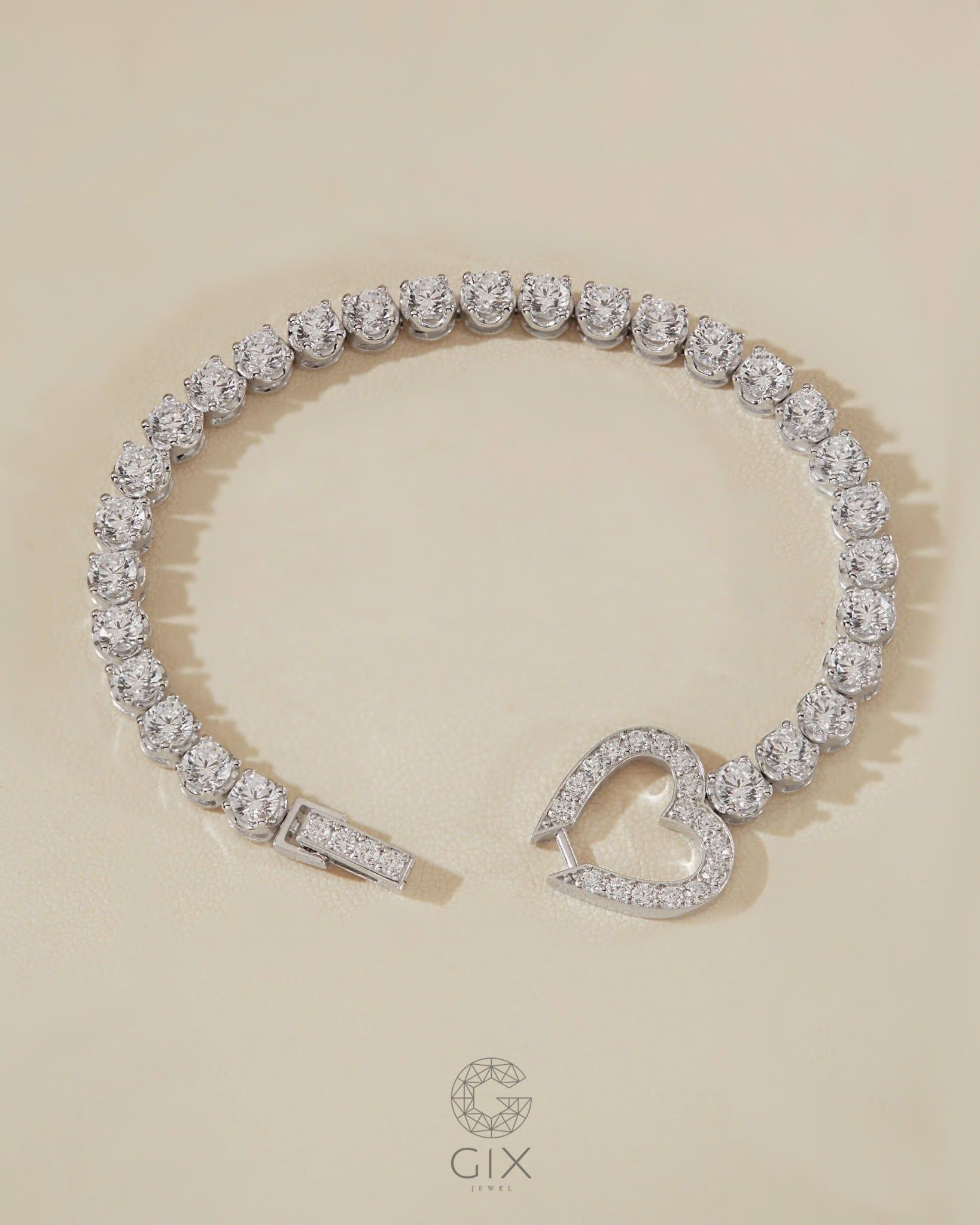  Lắc tay tennis trái tim đính đá 4mm cao cấp | Gix Jewel 